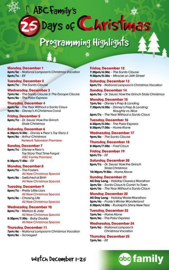 ABC Family s 25 Days Of Christmas Holiday Program Schedule The Rebel