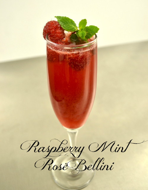 raspberry mint rose bellini cocktail recipe