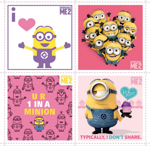 despicable me 2 valentines day card printables