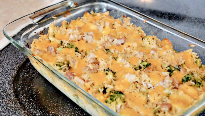 Velveeta Cheesy Broccoli & Chicken Casserole With Rice - The Rebel Chick