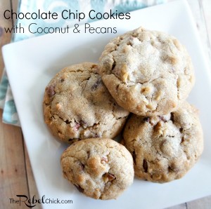 ultimate chocolate chip cookies with pecans and coconut