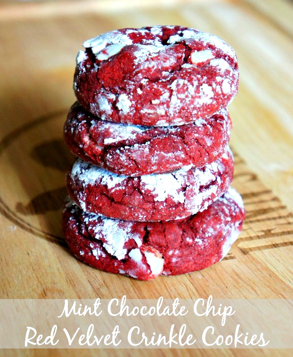 Mint Chocolate Chip Red Velvet Crinkle Cookies Recipe