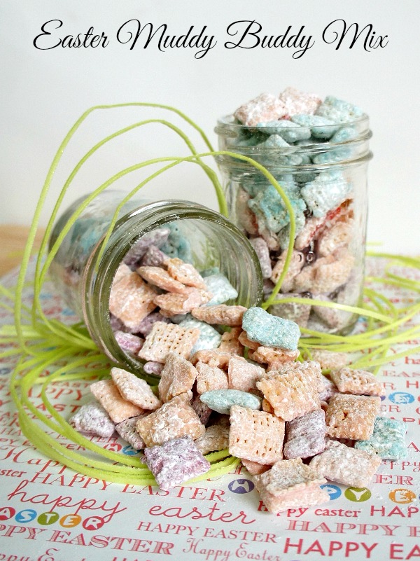 Colorful Easter Muddy Buddies Mix Recipe by www.TheRebelChick.com
