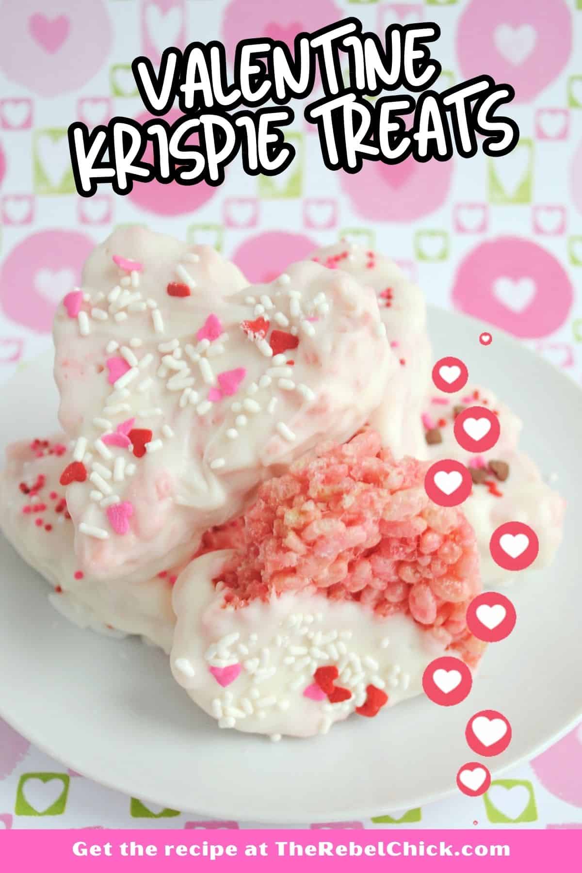 Chocolate dipped Valentine Krispie Treats shaped like hearts