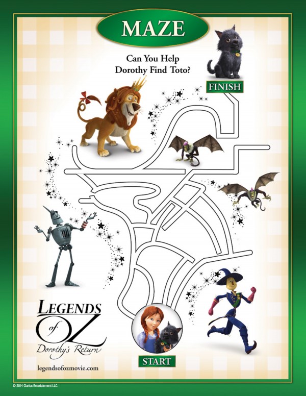 Legends of Oz Dorothy's Return free printable activity sheets