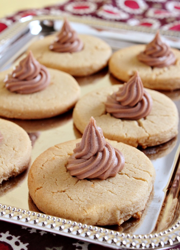 Peanut Butter Cookies with Hazelnut Frosting