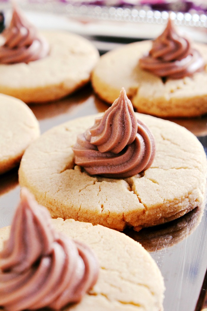 Peanut Butter Cookies with Hazelnut Frosting
