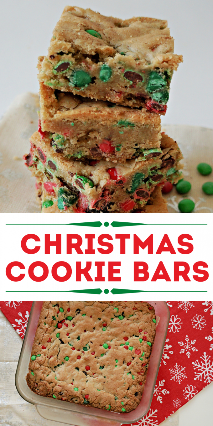 M&Ms Christmas Cookie Bars - The Rebel Chick