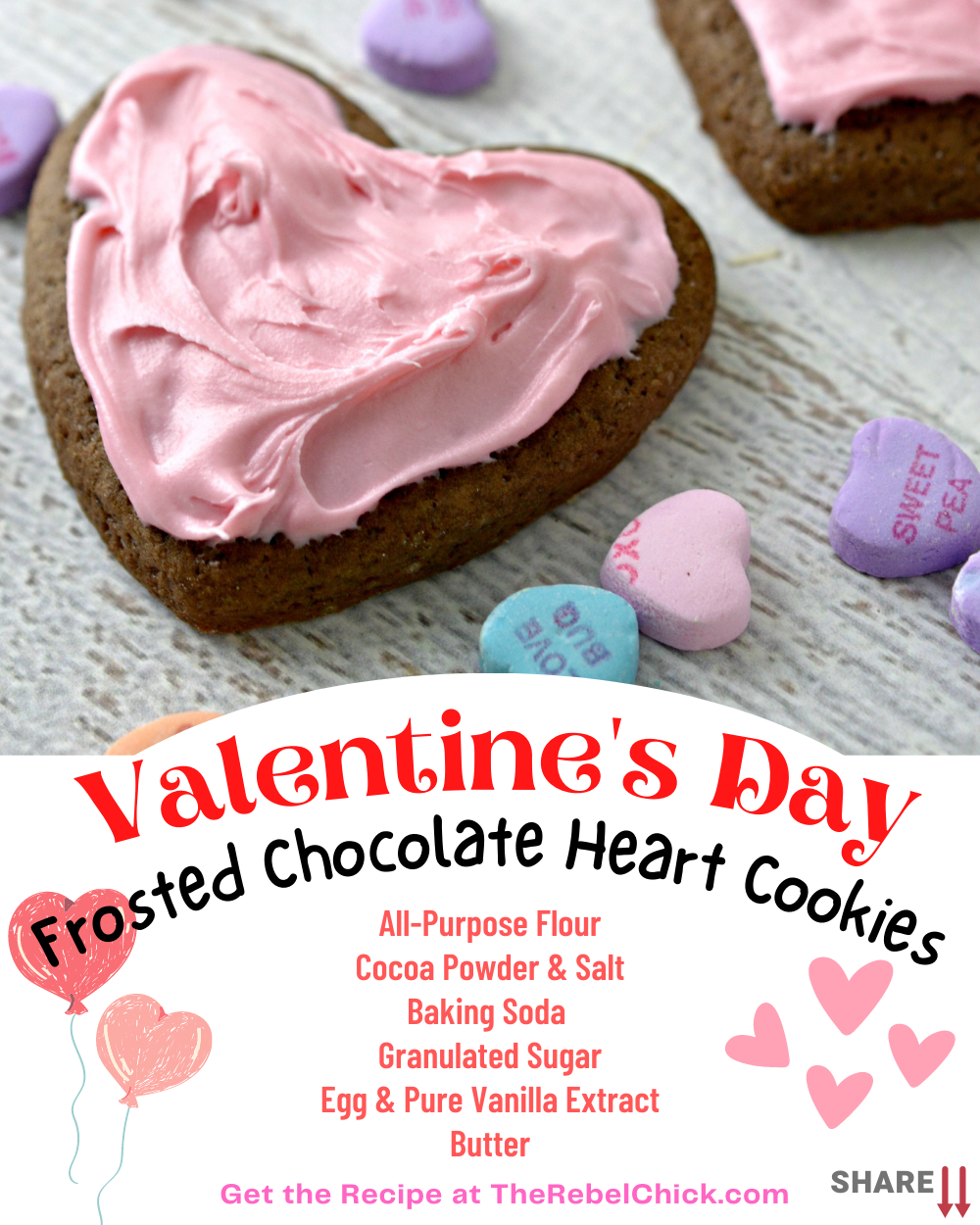 Valentine's Day Frosted Chocolate Heart Cookies Recipe
