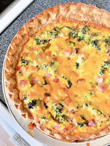 Ham and Broccoli Cheddar Quiche Recipe - The Rebel Chick