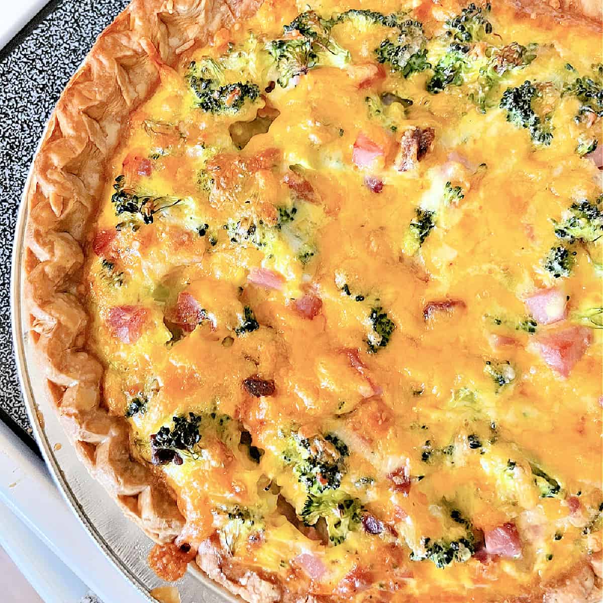 Ham and Broccoli Cheddar Quiche Recipe - The Rebel Chick