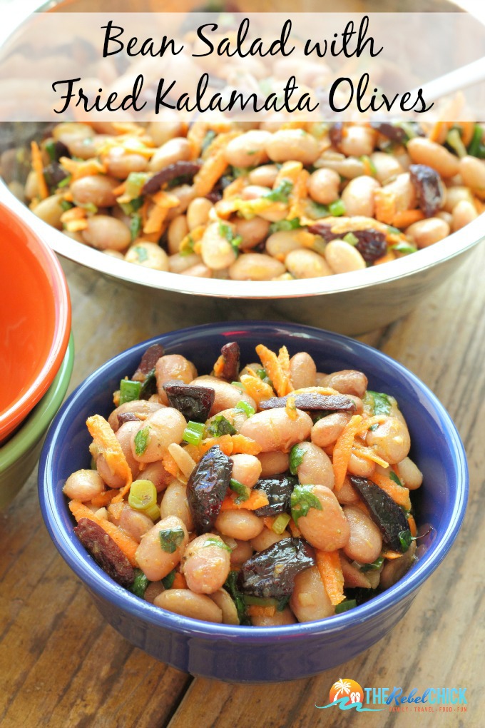 Super Bowl Appetizers Bean Salad with Fried Kalamata Olives Recipe