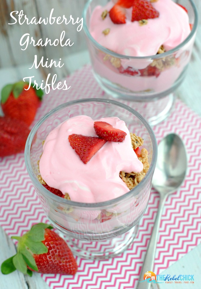 Valentine's Day Dessert Recipe - a Strawberry Granola Mini Trifle Recipe