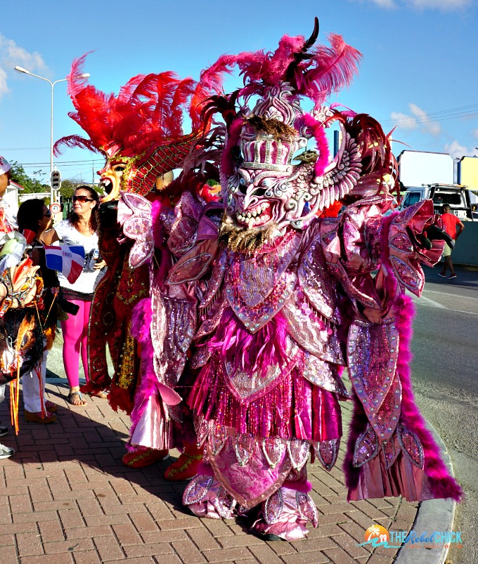 Brightly colored Dragon Costume for Carnaval In Curacao
