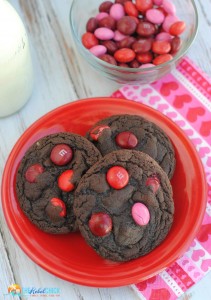 Raspberry Chocolate M&M Cookies | The Rebel Chick