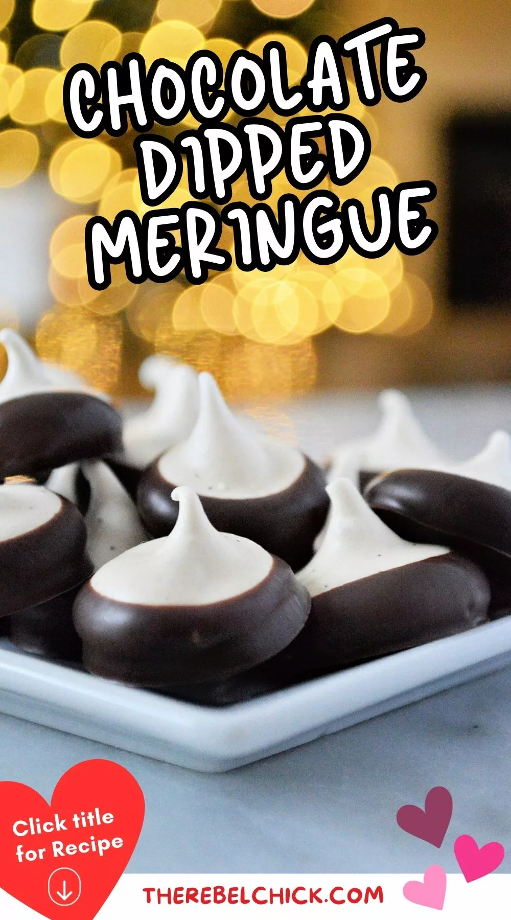 Chocolate Dipped Meringues on a plate