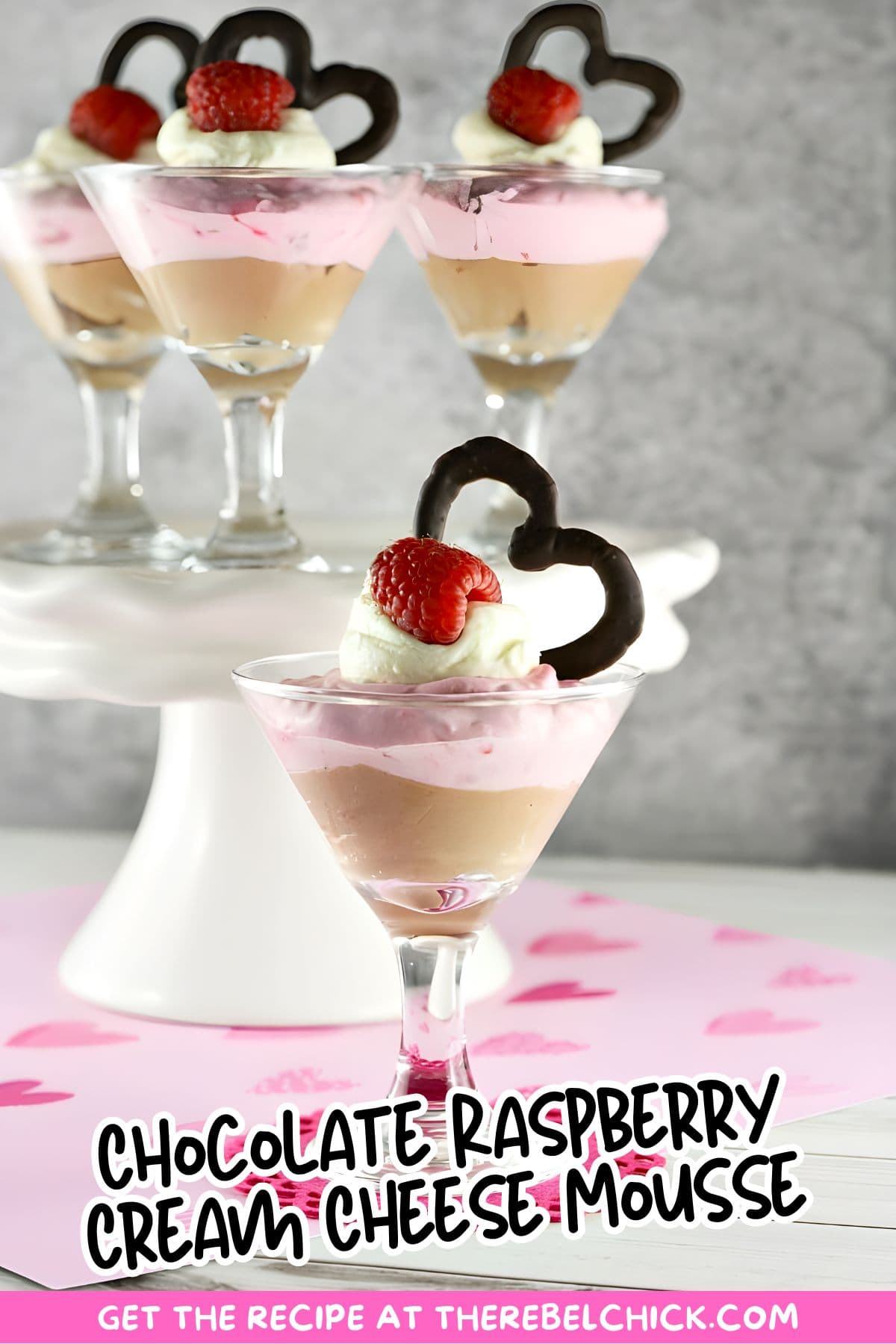 Valentine's Day Chocolate Raspberry Cream Cheese Mousse