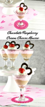 Valentine's Day Chocolate Raspberry Cream Cheese Mousse