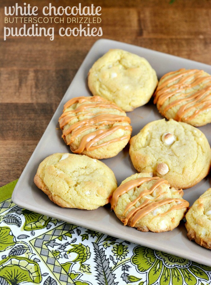 White Chocolate Pudding Cookies with Butterscotch Drizzle #SweetenTheSeason #CookingUpHolidays