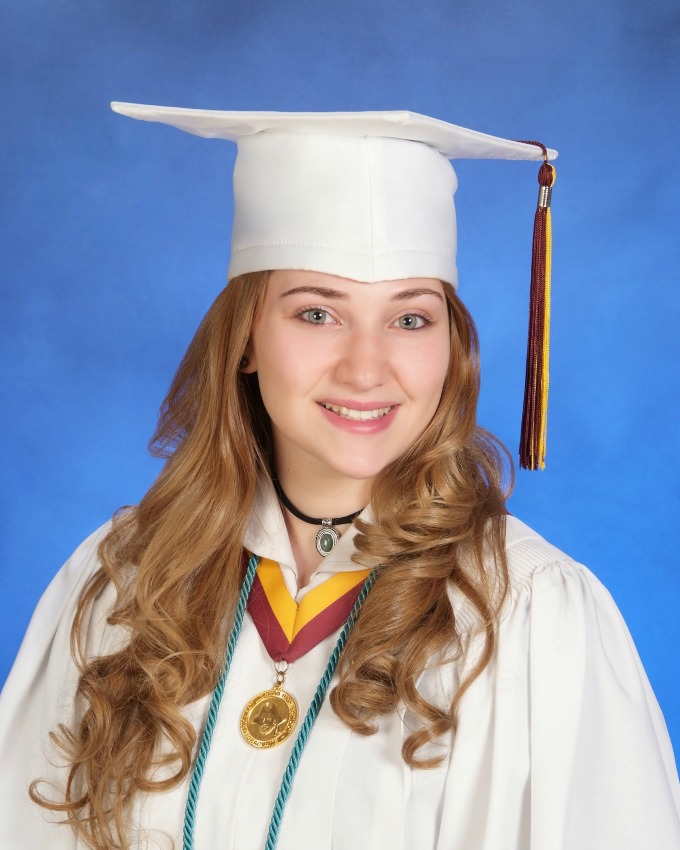 Angelines cap and gown graduation photo