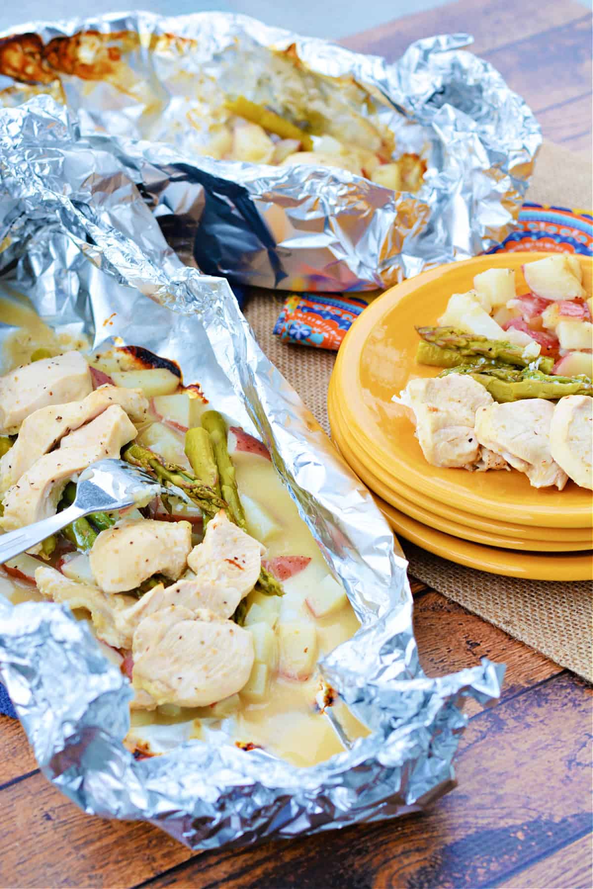 Grilled Chicken Asparagus Potato Pockets