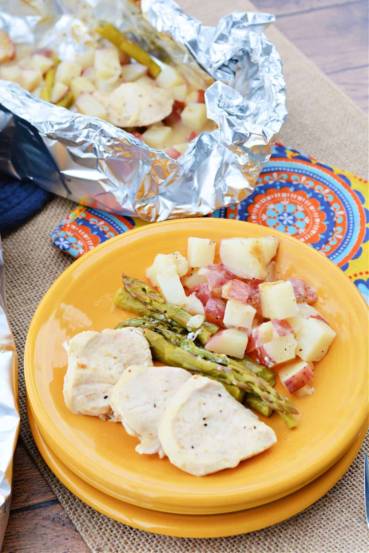 Grilled Chicken Asparagus Potato Pockets