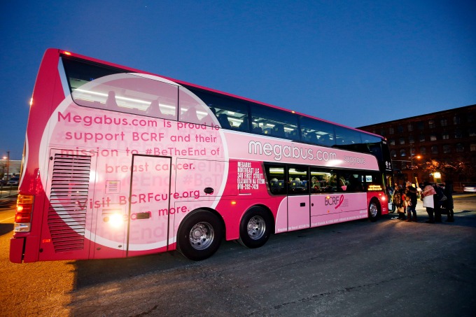 Megabus.com and Breast Cancer Research Foundation partnership announcement, Tuessday, Jan. 19, 2016 in New York. (Jason DeCrow/AP Images for Megabus.com)