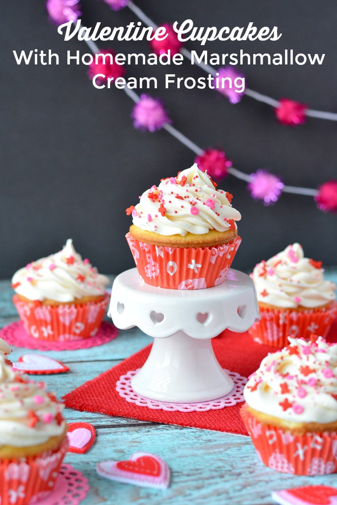 Valentine Cupcakes With Homemade Marshmallow Cream Frosting Recipe