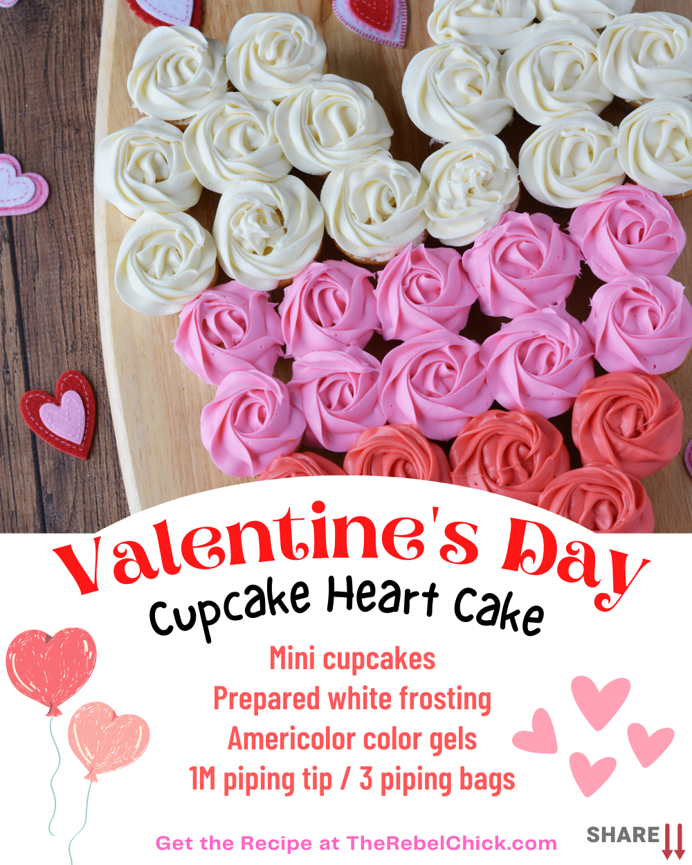 Valentine’s Day Cupcake Heart Cake Recipe