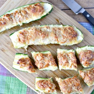 Zucchini Boats with Ground Beef and topped with melted cheese