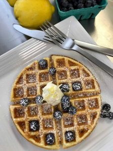 Lemon Ricotta Waffle with Mascarpone and Blueberries recipe