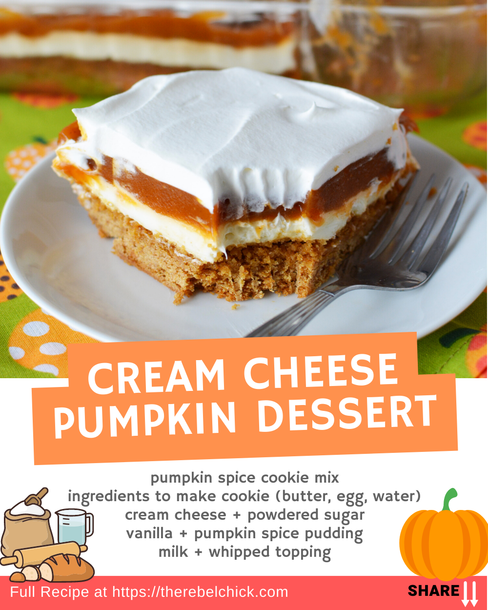 Cream Cheese Pumpkin Dessert - The Rebel Chick