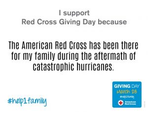 You can #Help1Family on American Red Cross Giving Day, March 28