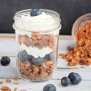 Blueberry Granola Parfait in a mini mason jar