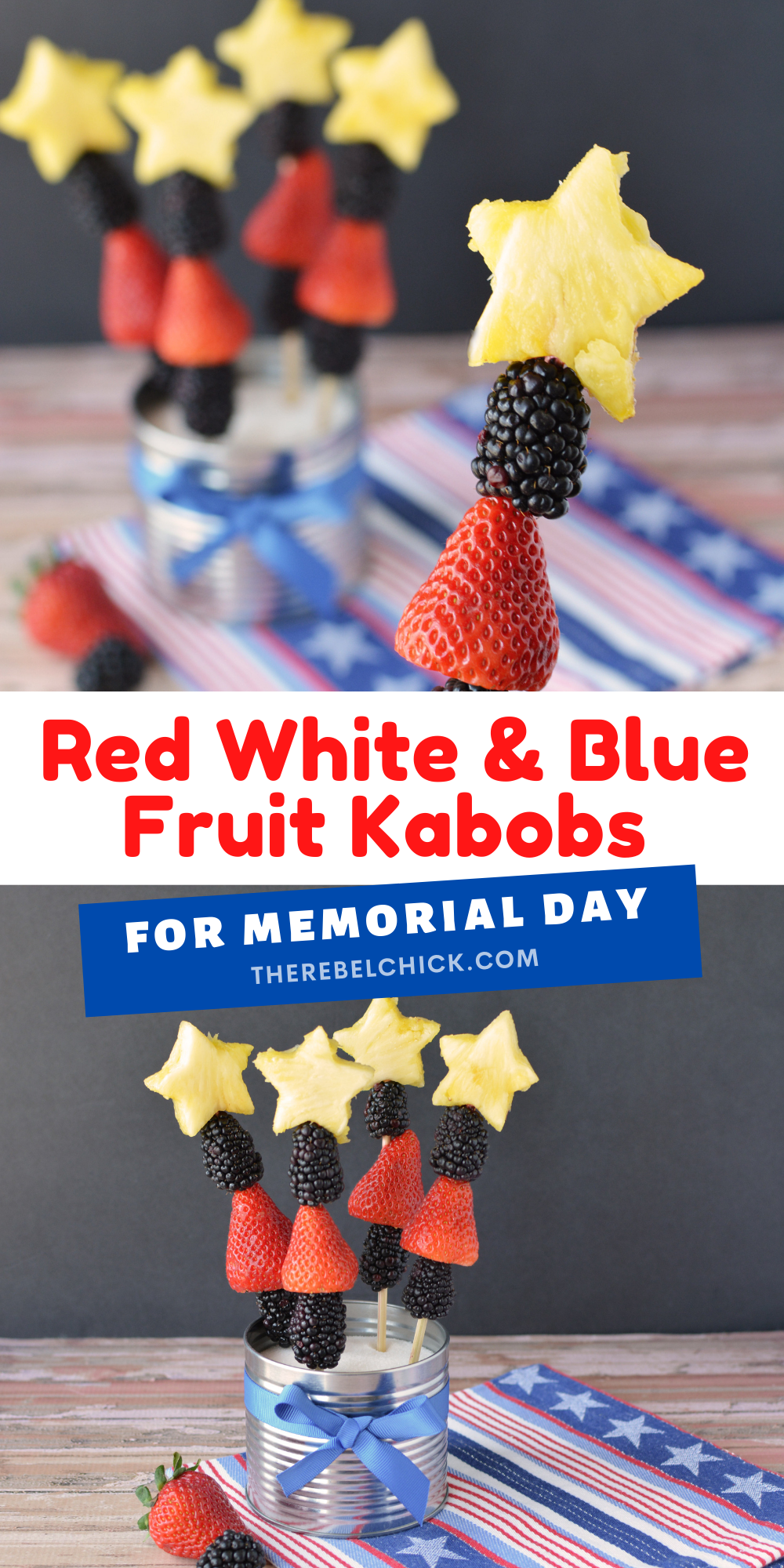 Red White & Blue Patriotic Fruit Kabobs Recipe for Memorial Day and 4th of July