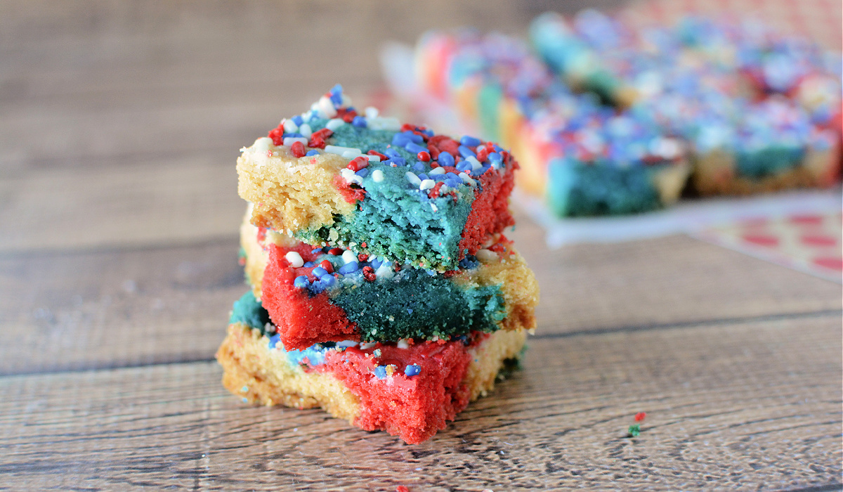 Red White and Blue Shortbread Bars