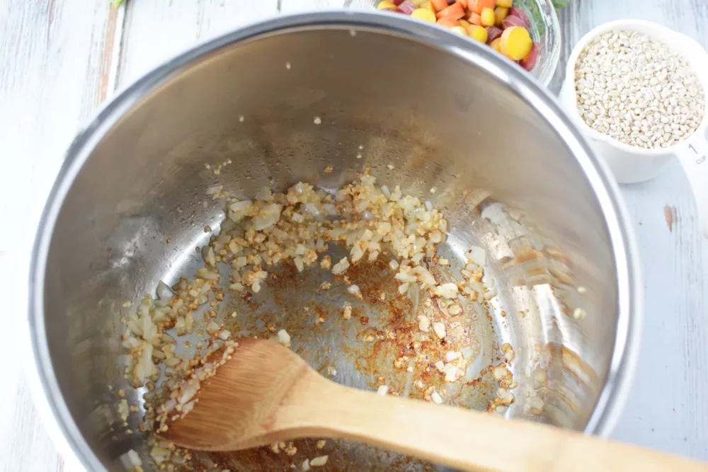 minced garlic in a pan