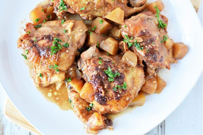 Chicken Thighs with Apples Pressure Cooker Dinner