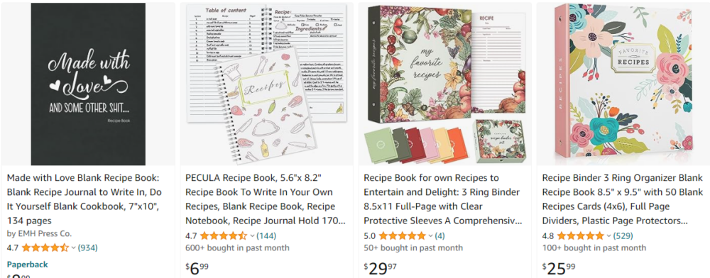 recipe books on Amazon
