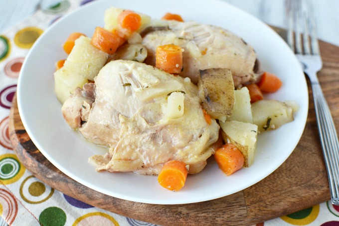 Slow Cooker Chicken Thighs with Potatoes and Carrots Recipe 