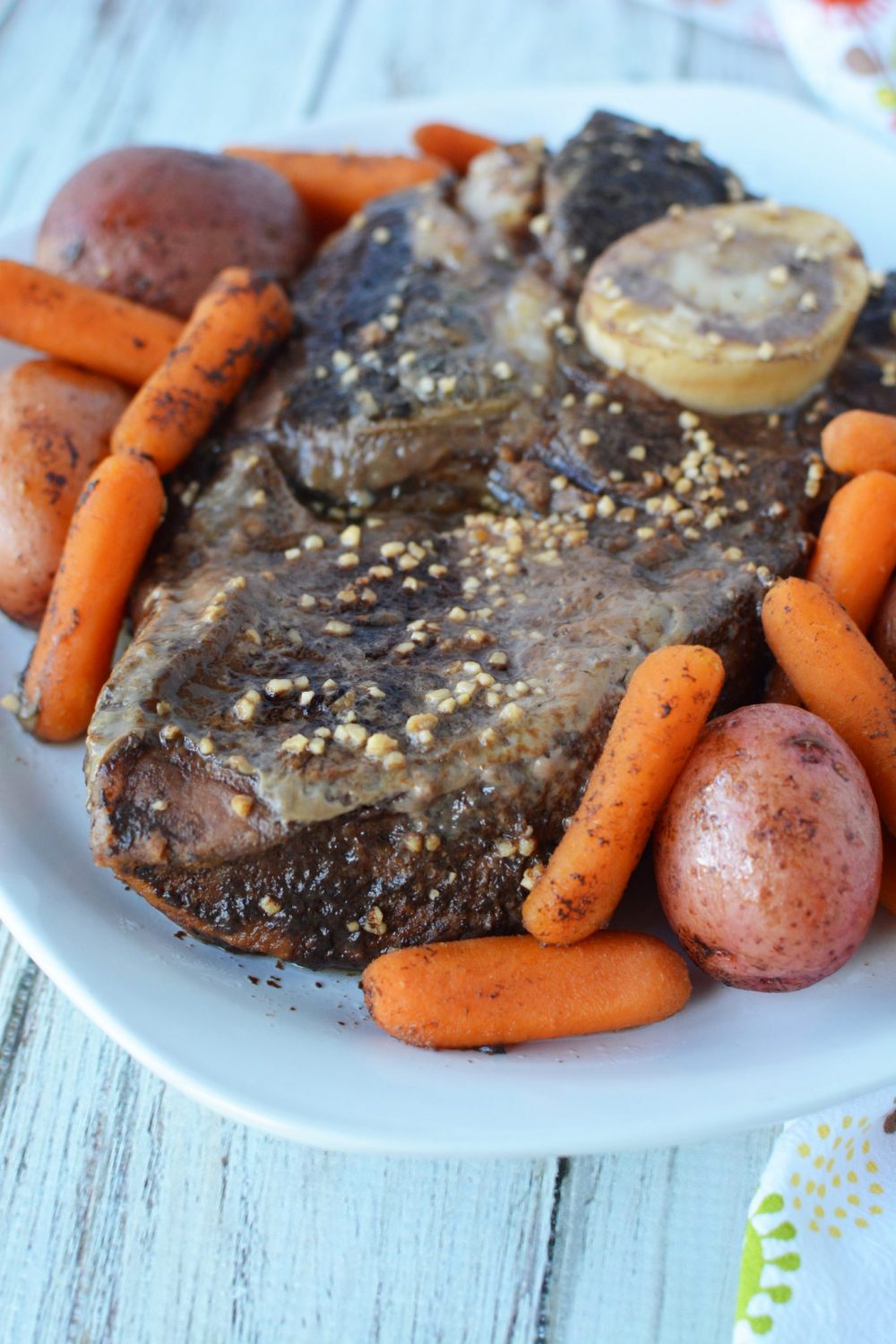 Slow Cooker Balsamic Roast Beef with carrots and potatoes