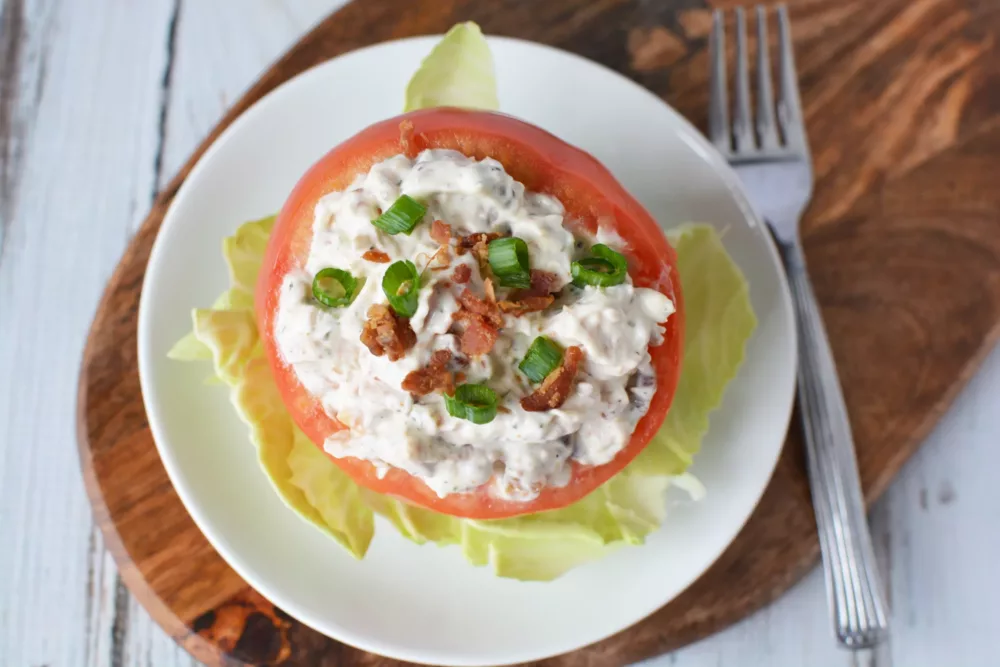 Low Carb Chicken Bacon Stuffed Tomatoes