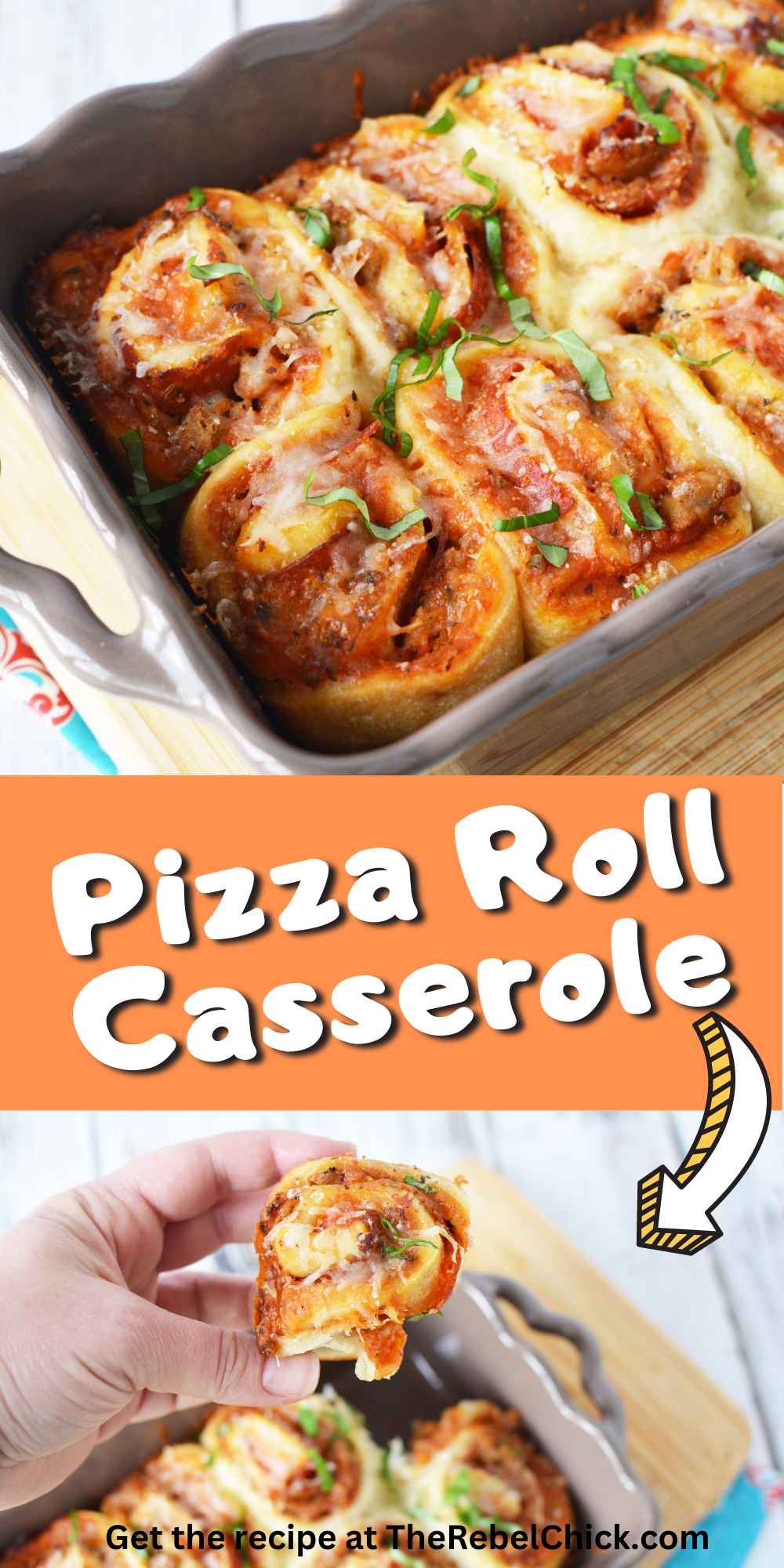 Pizza Roll Casserole in a baking dish