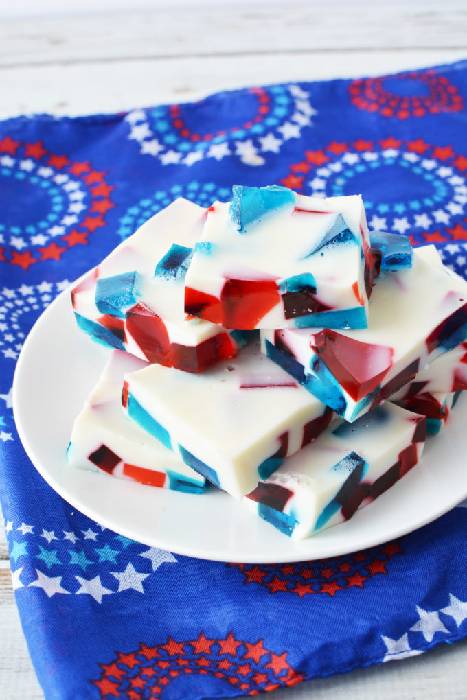 Red, White and Blue Stained Glass JELLO Recipe for 4th of July The