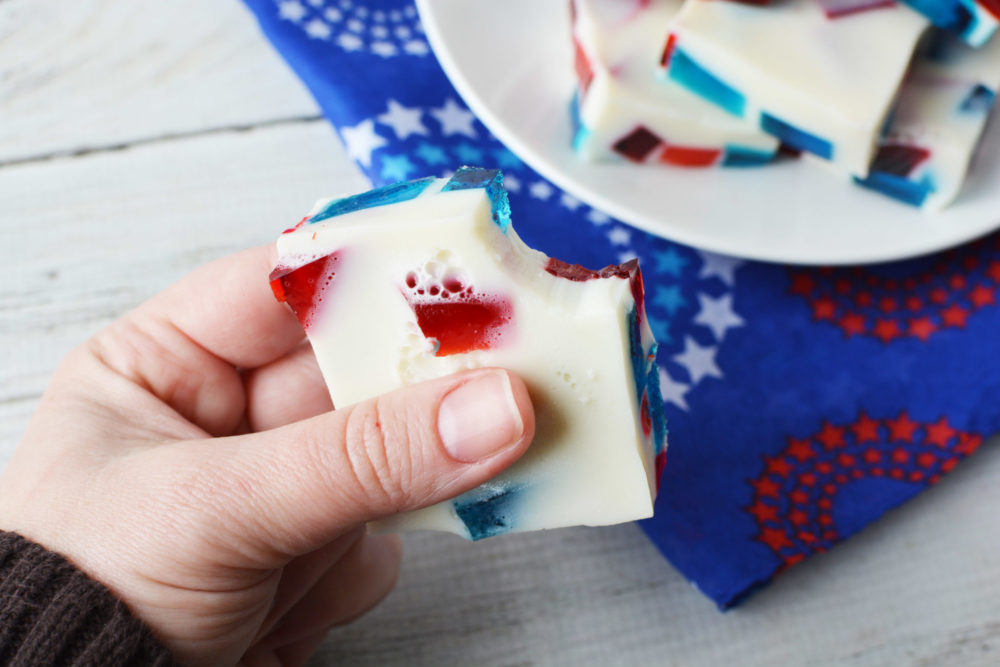 Red, White and Blue Stained Glass JELL-O Recipe for 4th of July