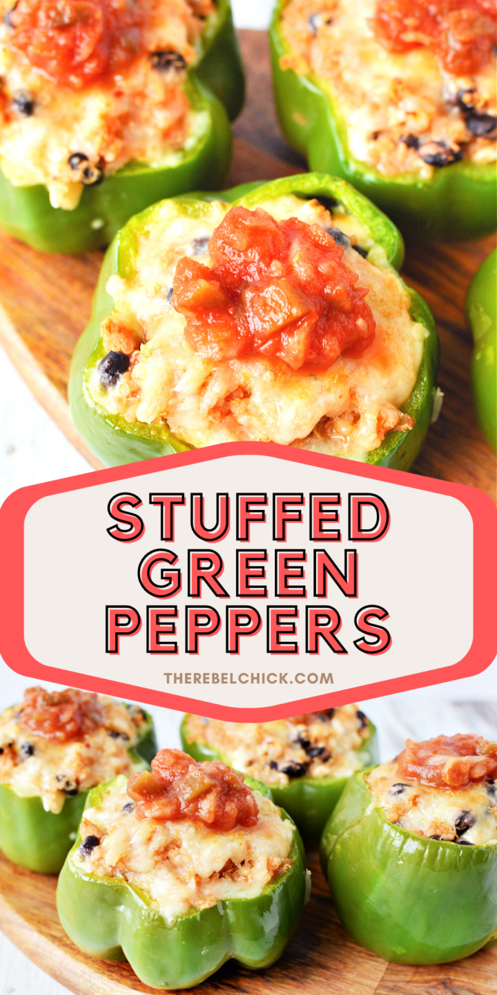 Vegetarian Stuffed Green Peppers - The Rebel Chick