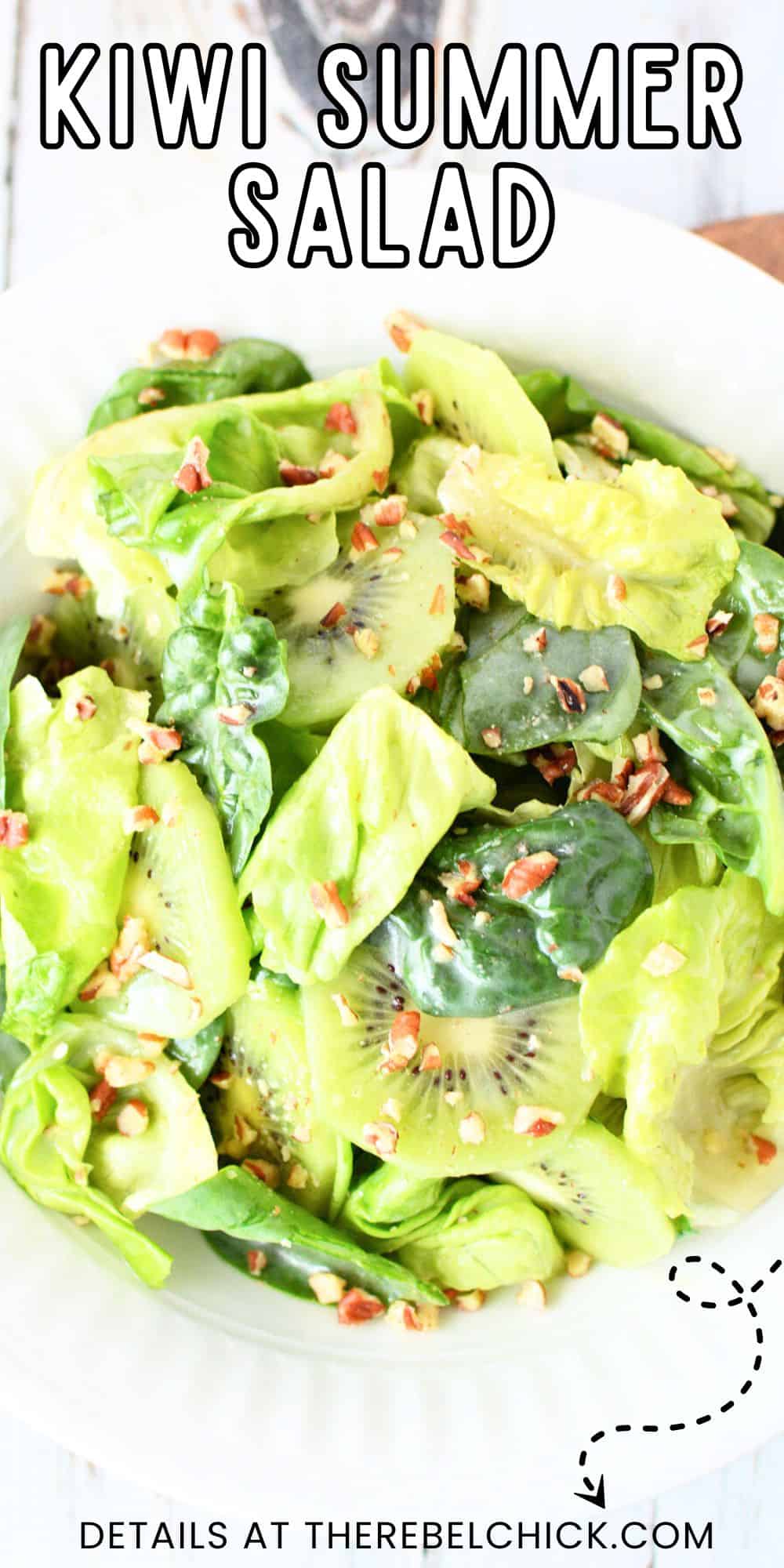 Kiwi Salad with Butter Lettuce and Chopped Pecans