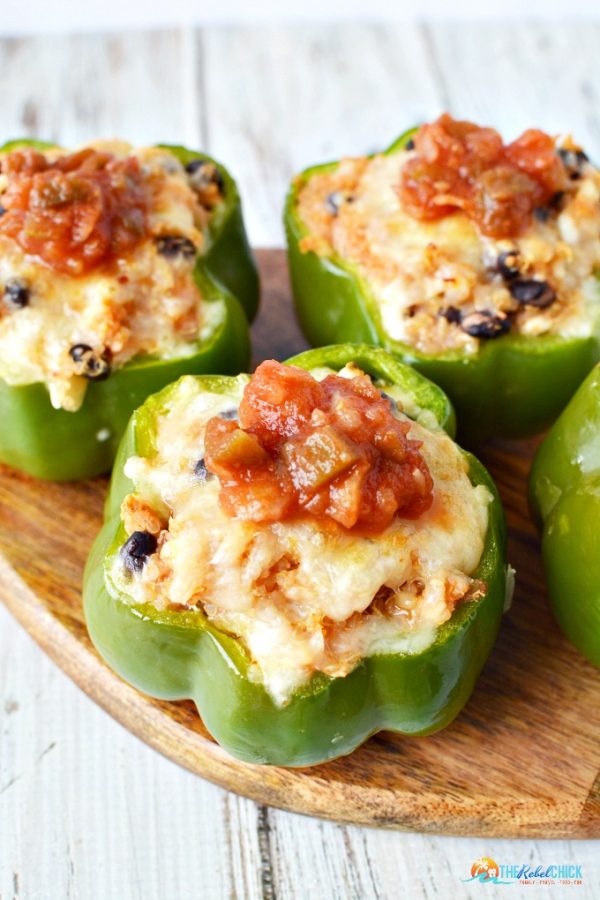 Vegetarian Stuffed Green Peppers - The Rebel Chick