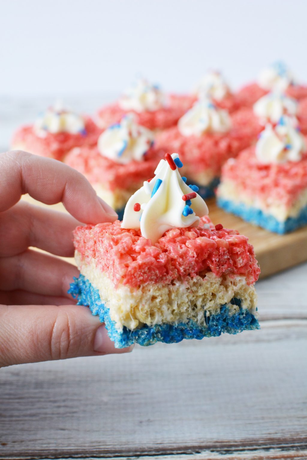 red white and blue rice krispie treats - The Rebel Chick