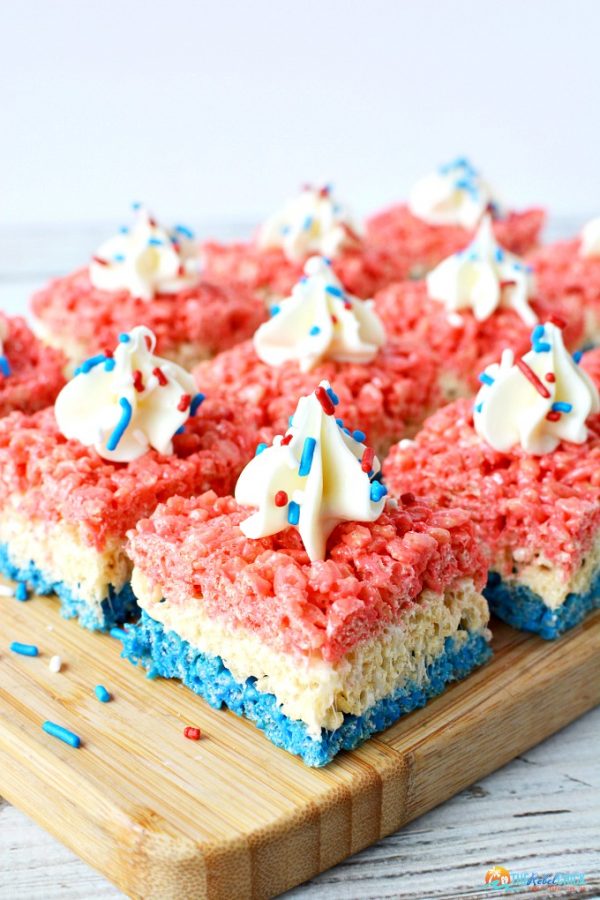 red white and blue rice krispie treats - The Rebel Chick